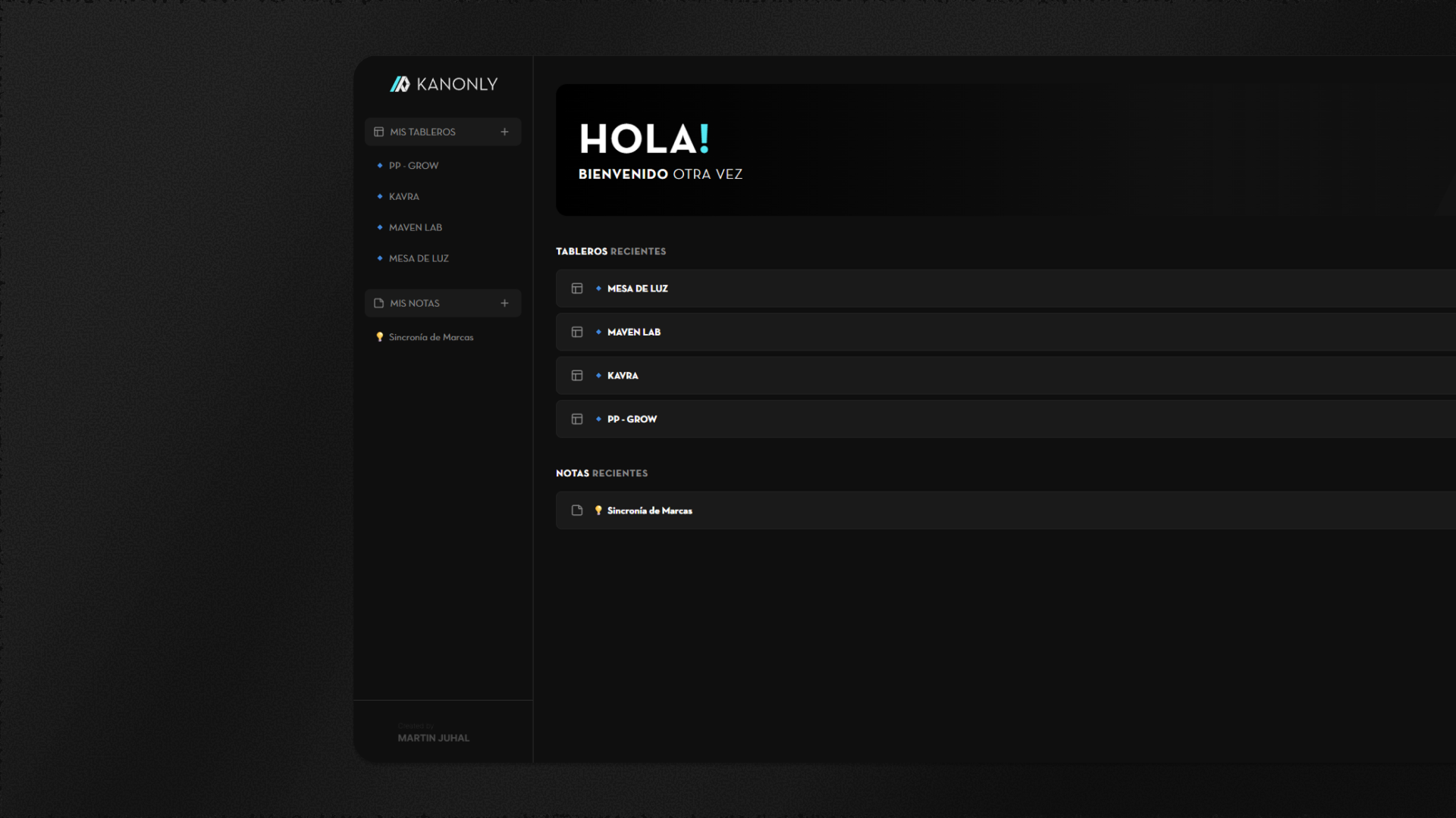 Mockup del proyecto Kanonly