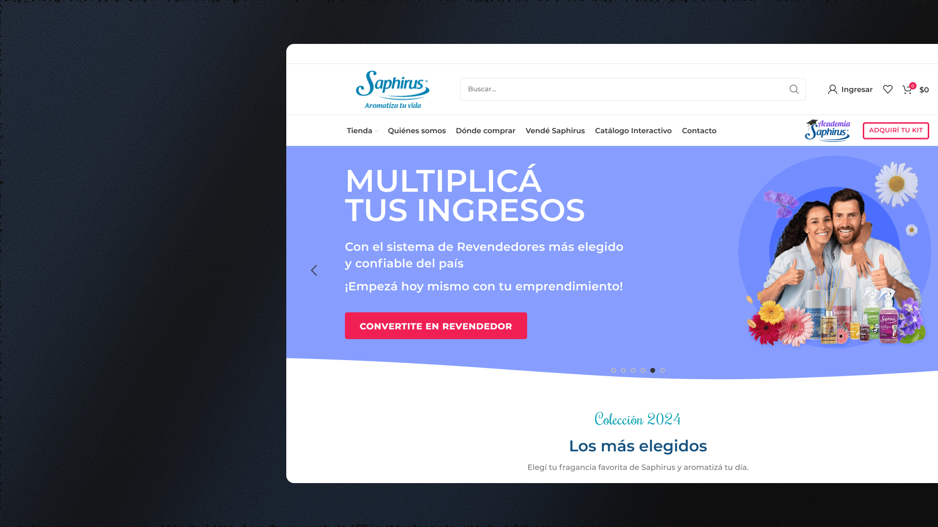 Mockup del proyecto Saphirus Ecommerce