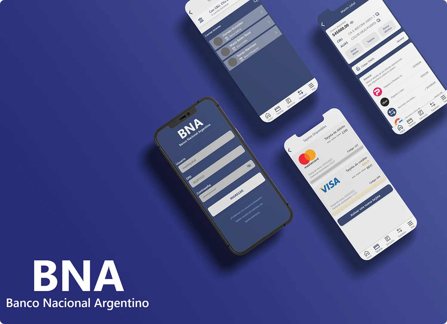 Mockup del proyecto BNA Home Banking